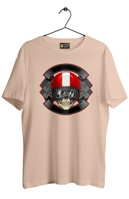 Men`s t-shirt with prints skull motorcyclist. Helmet, motorcyclist \, skull. 2070702