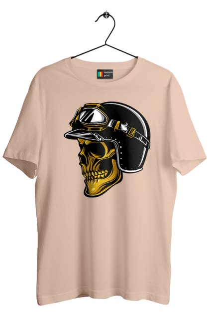 Футболка чоловіча з принтом "Череп в мотошоломі". Крутий, очі, череп, шолом. 2070702