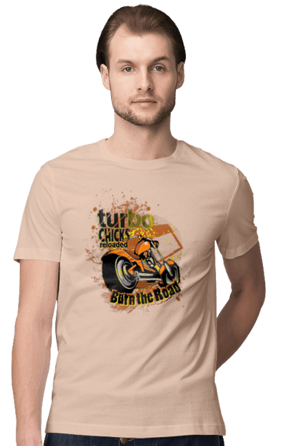 Men`s t-shirt with prints Turbo Moped. Moped, riding, speed. 2070702