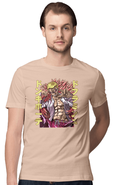 Футболка мужская с принтом Ван Пис Донкихот Дофламинго. Donquixote doflamingo, heavenly yaksha, one piece, аниме, ван пис, донкихот дофламинго, манга, небесный якша, пираты соломенной шляпы. 2070702