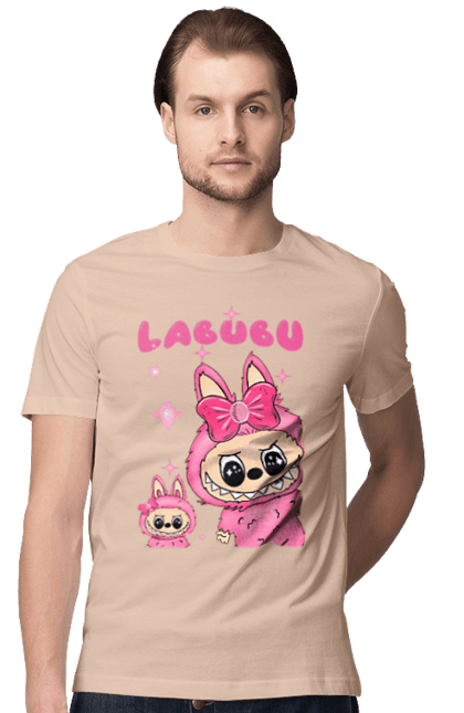 Футболка чоловіча з принтом "Лабубу". Іграшка лабубу, лабубу, лабубу кока кола, мерч лабубу, мила, рожева лабубу, смішна лабубу. 2070702