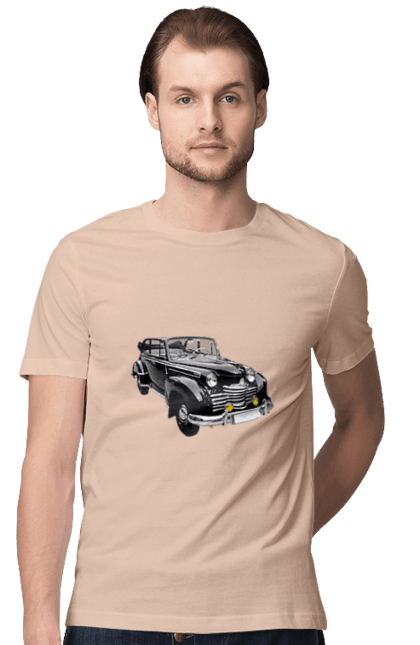 Men`s t-shirt with prints Auto.5. Auto, black, photo, professional photo, retro car. 2070702