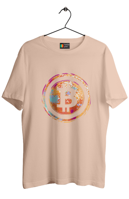 Футболка чоловіча з принтом "Біткоїн". Биткоин, бінарний, біткоїн, біткойн, валюта, гроші, крипто, програміст, хакер. 2070702