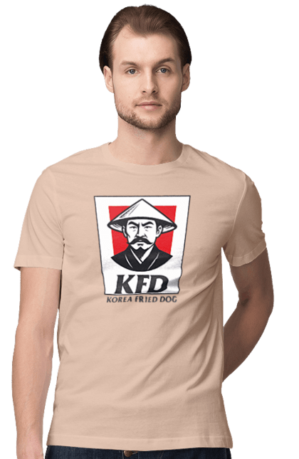 Футболка чоловіча з принтом "Korea Fried Dog". Бренди, гумор, жартівливі, кфц, літні, прикольні, смішні, фаст-фуд. 2070702