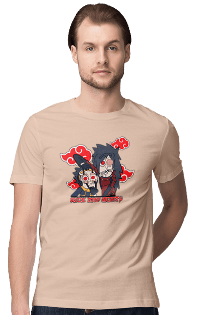 Men's t-shirt with prints Rick and Morty. Adventures, black humor, cartoon, naruto, rick, rick and morty, sci-fi, tragicomedy. 2070702