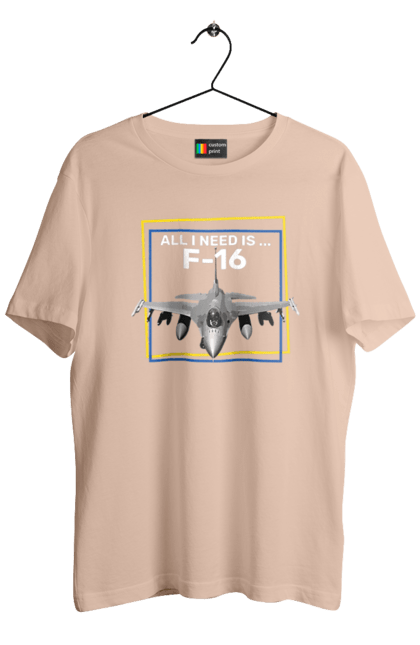 Футболка чоловіча з принтом "F16". F16, himars, залужний, зброя, літак. 2070702