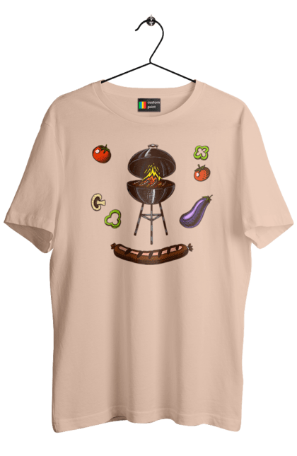 Men`s t-shirt with prints Barbecue Sausage. Barbecue, fry, grill, sausage. 2070702