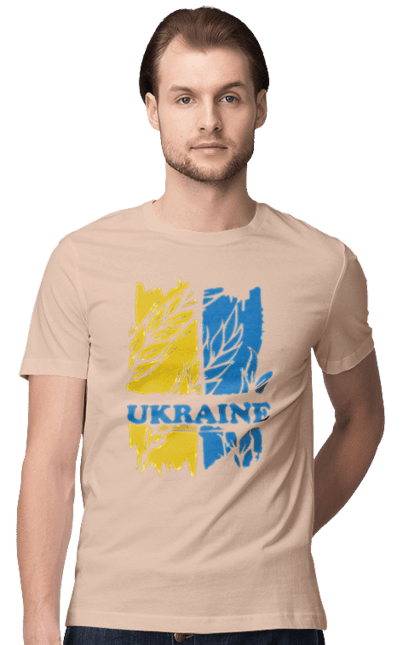 Футболка чоловіча з принтом "Україна колоски пшениці". Колоски пшениці, символ україни, україна, україна колоски пшениці, українська символіка. 2070702