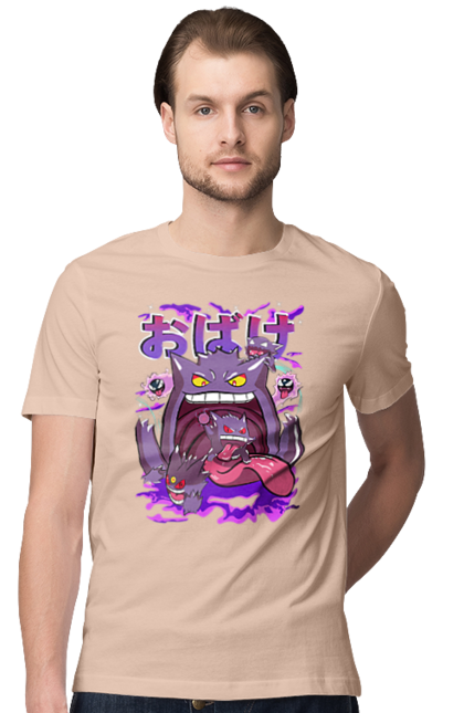Men`s t-shirt with prints Pokemon Gengar. Anime, fushigibana, games, gengar, nintendo, pokemon, pokemon go. 2070702