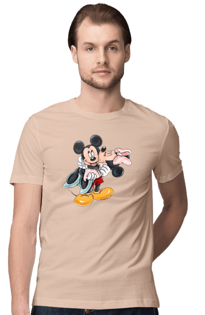 Футболка мужская с принтом Микки Маус и Минни Маус. Mickey mouse, minnie mouse, дисней, микки, микки маус, минни маус, мультфильм. 2070702