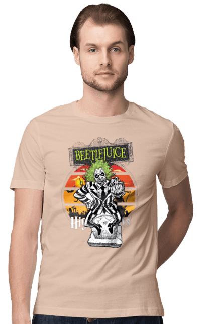 Men's t-shirt with prints Beetlejuice. Beetlejuice, comedy, ghost, horror, movie, tim burton, warner bros. 2070702