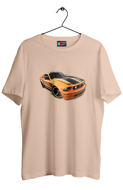 Футболка чоловіча з принтом "Помаранчева, швидкісна машина". Їзда, колеса, машина, швидкість. 2070702