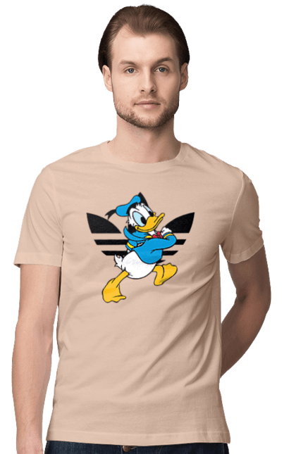 Футболка мужская с принтом Adidas Дональд Дак. Adidas, daisy duck, donald duck, адидас, дейзи дак, дональд дак, мультсериал, мультфильм. 2070702