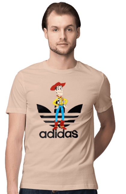 Футболка чоловіча з принтом "Adidas Вуді". Adidas, toy story, woody, адідас, вуді, історія іграшок, мультфільм. 2070702