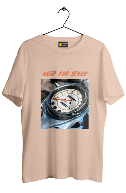 Футболка чоловіча з принтом "Мото 3". Байкер, дорогая, мотоцикл, ретро, скорость, спидометр, стиль жизни. 2070702