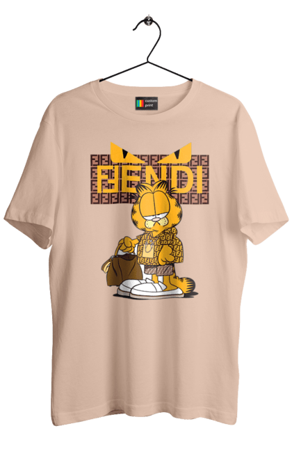 Футболка чоловіча з принтом "Fendi Гарфілд". Fendi, garfield, бренд, будинок моди, гарфілд, італія, люкс, мода, сумка, фенді. 2070702