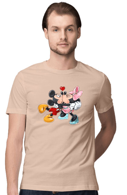 Футболка чоловіча з принтом "Міккі Маус та Мінні Маус". Mickey mouse, minnie mouse, дісней, міккі, міккі маус, мінні маус, мультфільм. 2070702