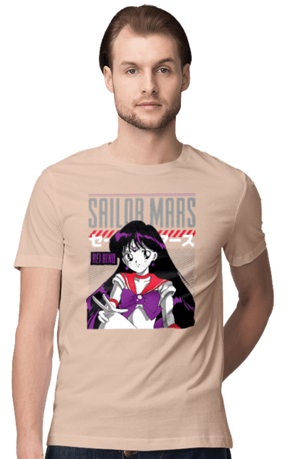 Футболка чоловіча з принтом "Сейлор Мун Марс". Rei hino, sailor moon, аніме, драма, махо седьо, рей хіно, сейлор марс, сейлор мун, серіал. 2070702