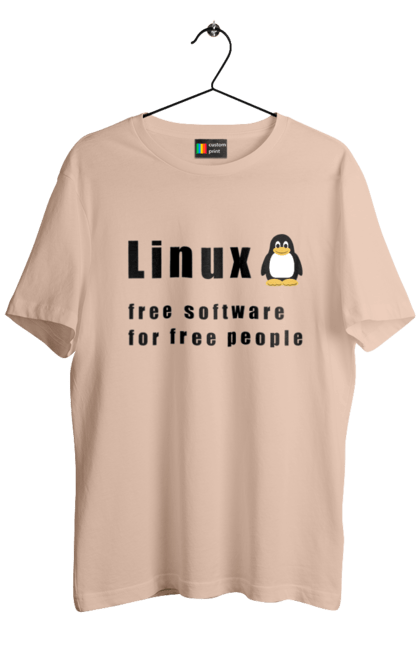 Футболка чоловіча з принтом "Linux Вільний Для Вільних". Linux, адміністратор, айті, айтішник, безкоштовна, безкоштовно, вільна, доступність, незалежність, операційна система, ос, пінгвін, програміст, програмне забезпечення, свобода, сервер, сисадмін, система, системний адміністратор, софт, текст, чорний. 2070702