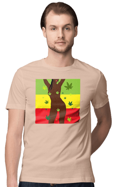 Футболка чоловіча з принтом "Гола Дівчина І Конопля". Гола, конопля, курити, сиськи. 2070702