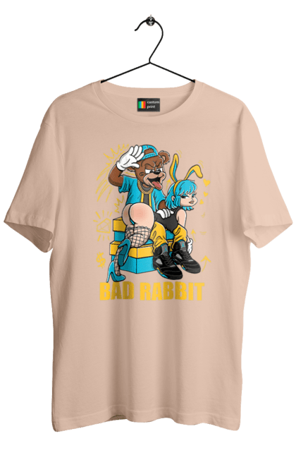 Футболка чоловіча з принтом "Поганий кролик". Бдсм, ведмідь, дівчина, кролик, поганий кролик, прикольна, смішна. 2070702