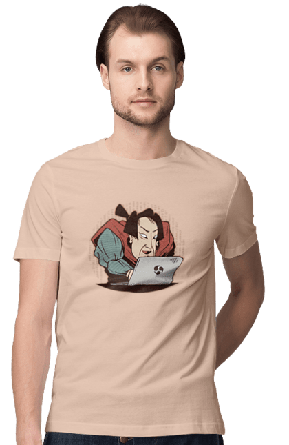 Футболка чоловіча з принтом "Ніндзя програміст". Angular, c, css, html, it, javascript, jquery, php, python, react, svelt, vue, айтишник, айті, гумор, код, кодувати, прогер, програміст, програмісти, ти ж, ти ж програміст, тиж програміст. 2070702