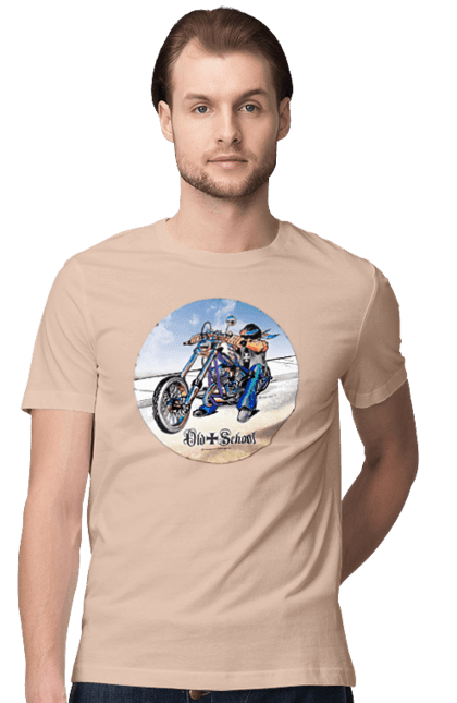 Футболка чоловіча з принтом "Old school". Авто мото, виконавці, мотоцикл, музична група, рок група, старе загартування. 2070702
