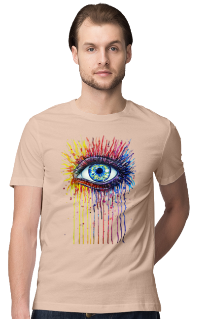 Футболка чоловіча з принтом "Барвисто Тече Око". Очей, фарби. 2070702