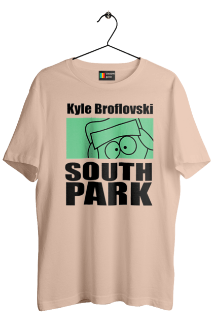 Футболка мужская с принтом Южный Парк Кайл. Kyle, kyle broflovski, south park, кайл, кайл брофловски, мультсериал, южный парк. 2070702