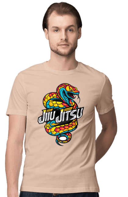 Men's t-shirt with prints Jujutsu. Animal, japan, jiu jitsu, jujutsu, martial arts, ninja, samurai, snake, sport. 2070702