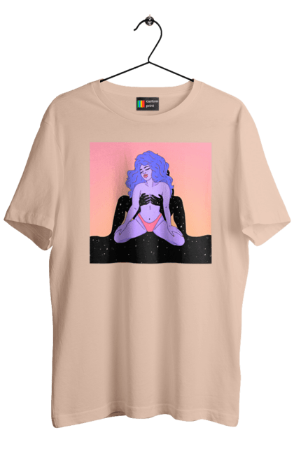 Футболка чоловіча з принтом "Фіолетова Дівчина В Трусиках". Інопланетянка, у трусах. 2070702