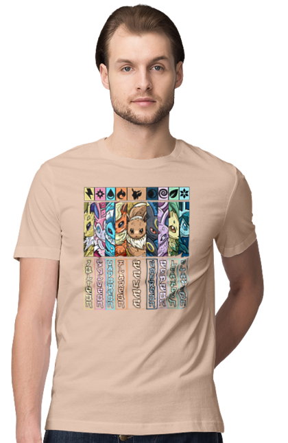 Men's t-shirt with prints Pokemon Eeveelutions. Eevee, eeveelutions, nintendo, pokemon, pokemon go, umbreon. 2070702