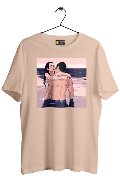 Футболка чоловіча з принтом "Парочка Обнімається В Річці". Голо, кохання, пара. 2070702