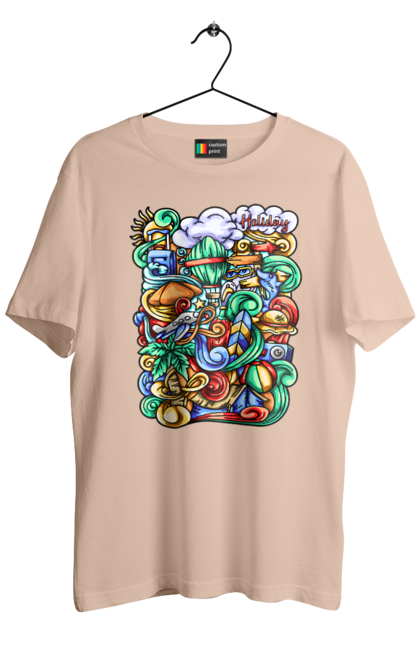 Футболка чоловіча з принтом "Канікули відпочинок арт". Відпочинок, канікули, літо, море, пляж, подорож. 2070702