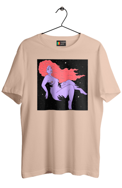 Футболка чоловіча з принтом "Фіолетова Дівчина В Чорній Дирі". Дівчина, лапають. 2070702