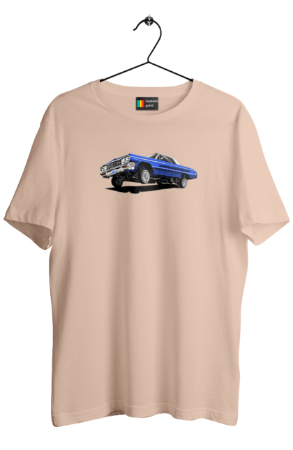 Men`s t-shirt with prints Car. Blue, car, chevrolet, classic, impala, lowrider. 2070702