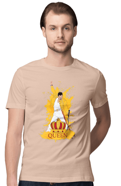 Men's t-shirt with prints Freddie Mercury. Freddie mercury, lettering, music, queen, rock, rock band. 2070702