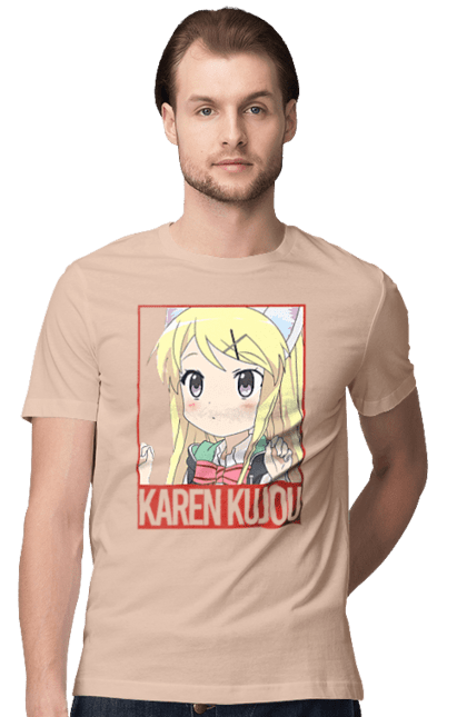 Men's t-shirt with prints Kiniro Mosaic Karen Kujo. Anime, gold mosaic, karen, karen kujo, kiniro mosaic, kinmoza, manga. 2070702