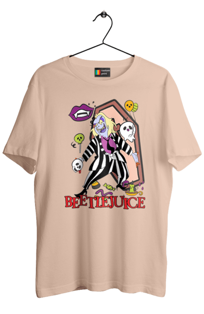 Men's t-shirt with prints Beetlejuice. Beetlejuice, comedy, ghost, horror, movie, tim burton, warner bros. 2070702