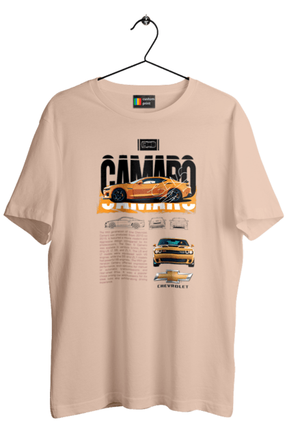 Men's t-shirt with prints Chevrolet Camaro. Auto, automobile, camaro, car, chevrolet, chevrolet camaro. 2070702