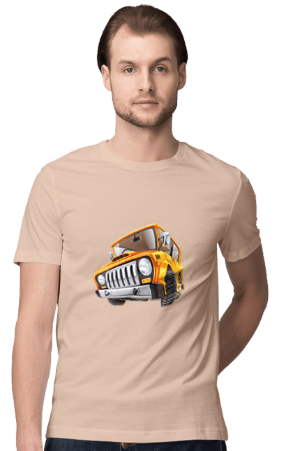 Футболка чоловіча з принтом "Вантажівка". Авто, автомобіль, вантажівка, дитячий малюнок, зображення авто. 2070702