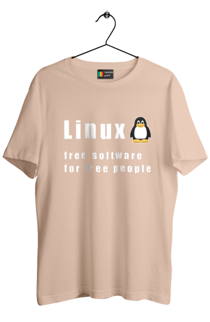 Футболка чоловіча з принтом "Linux Вільний Для Вільних". Linux, адміністратор, айті, айтішник, безкоштовна, безкоштовно, білий, вільна, доступність, незалежність, операційна система, ос, пінгвін, програміст, програмне забезпечення, свобода, сервер, сисадмін, система, системний адміністратор, софт, текст. 2070702