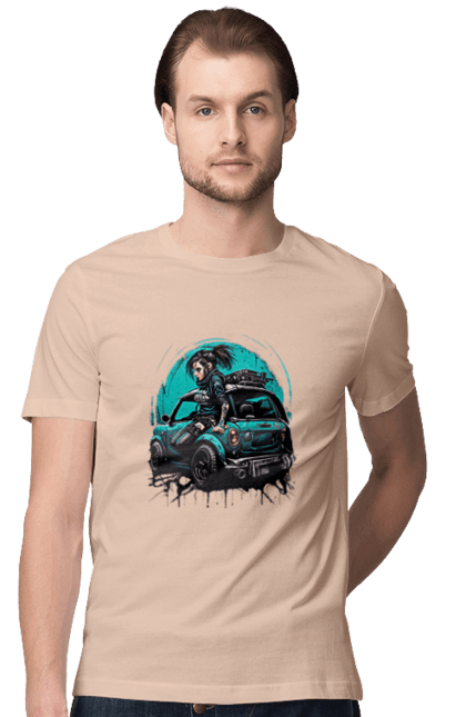 Футболка чоловіча з принтом "Кіберпанк дівчина". Арт, графіка, дівчата, ігри, кіберпанк, малюнок. 2070702