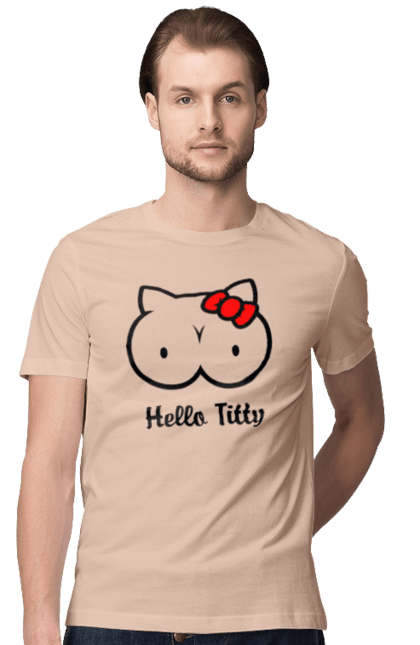 Футболка чоловіча з принтом "Hello Kitty". Hello, hello kitty, kitty, дорослі, краса. 2070702