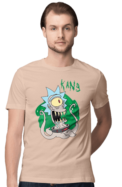 Men's t-shirt with prints Rick and Morty. Adventures, black humor, cartoon, rick, rick and morty, sci-fi, tragicomedy. 2070702