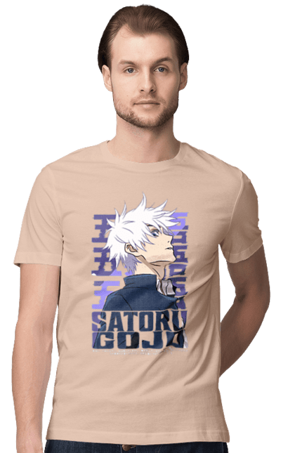 Men's t-shirt with prints Jujutsu Kaisen Gojo. Anime, dark fantasy, gojo, jujutsu kaisen, magic battle, manga, mystic. 2070702