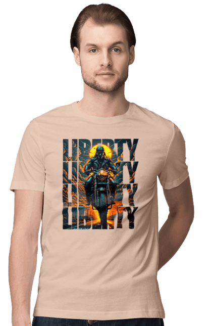 Футболка чоловіча з принтом "Байкер". Байкер, мотоцикліст, подорожі, свобода, туризм. 2070702