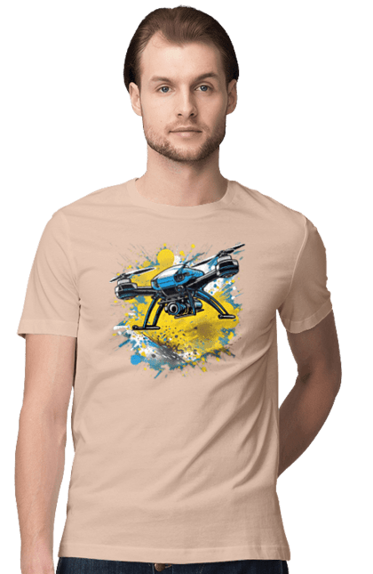 Футболка чоловіча з принтом "Дрон". Дрон, зсу, символ україни, україна, фпв дрон. 2070702