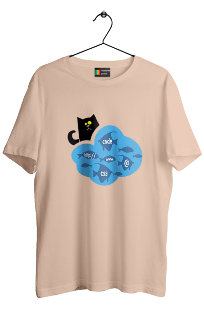 Футболка чоловіча з принтом "Кіт програміст". Angular, c, css, html, it, javascript, jquery, php, python, react, svelt, vue, айтишник, айті, гумор, код, кодувати, прогер, програміст, програмісти, ти ж, ти ж програміст, тиж програміст. 2070702