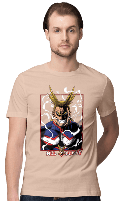 Футболка чоловіча з принтом "Моя академія героїв Всемогутній". All might, my hero academia, yagi toshinori, академія юей, аніме, всемогутній, манга, моя геройська академія, один за всіх, тошинорі ягі. 2070702